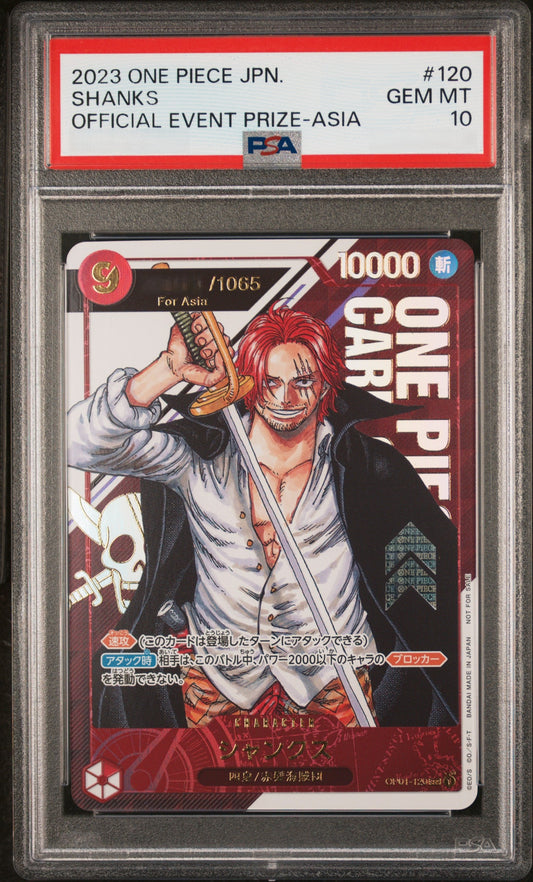 [PSA10] 2023 ONE PIECE JAPAN SHANKS SERIALIZED PRIZE - FOR ASIA